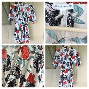 Honey Punch Floral Wrap Tie Dress